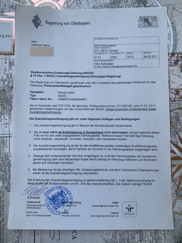 German rego permission exception