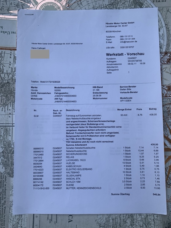 German retrofit invoice 1